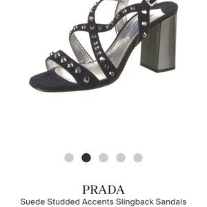 Prada Blue Suede Studded Sandals